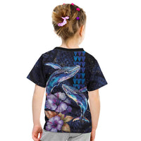 Hawaiian Whales Love Couple Kid T Shirt Hibiscus and Kakau Art Tattoo Night Sky Vibe