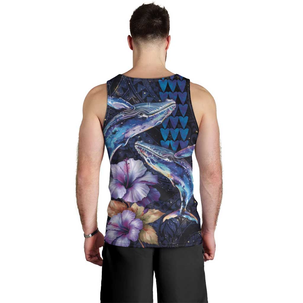 Hawaiian Whales Love Couple Men Tank Top Hibiscus and Kakau Art Tattoo Night Sky Vibe