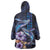 Hawaiian Whales Love Couple Wearable Blanket Hoodie Hibiscus and Kakau Art Tattoo Night Sky Vibe