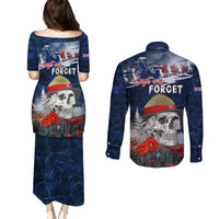 New Zealand ANZAC Day Couples Matching Puletasi and Long Sleeve Button Shirt Freedom Ain't Free LT05 - Polynesian Pride