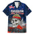 New Zealand ANZAC Day Family Matching Off Shoulder Short Dress and Hawaiian Shirt Freedom Ain't Free LT05 Dad's Shirt - Short Sleeve Blue - Polynesian Pride