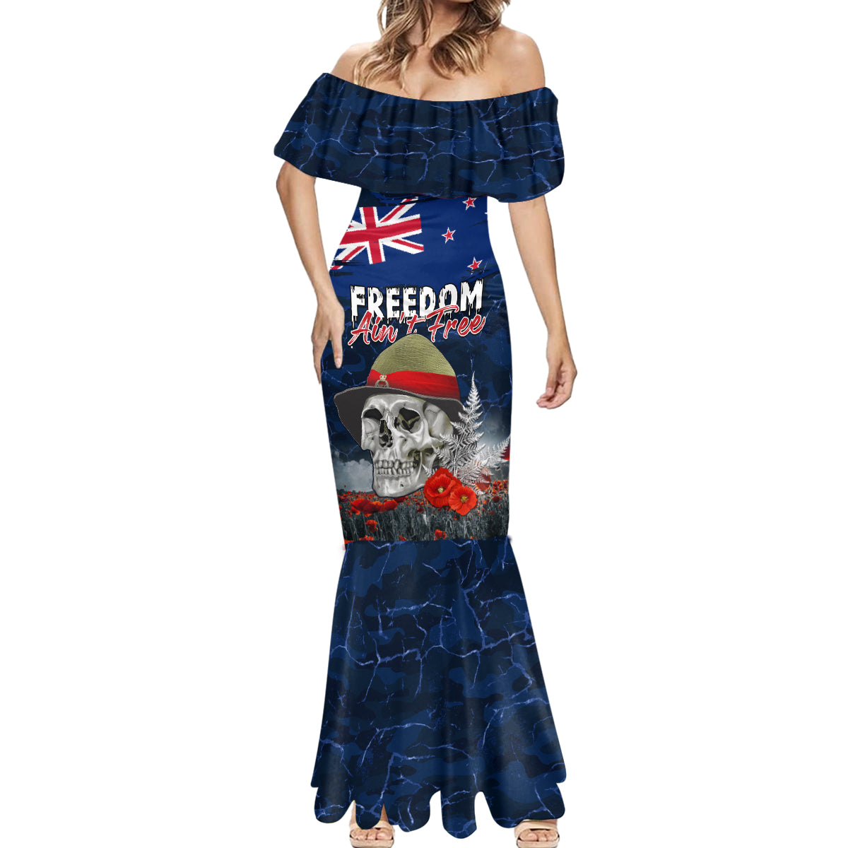 New Zealand ANZAC Day Mermaid Dress Freedom Ain't Free LT05 - Polynesian Pride