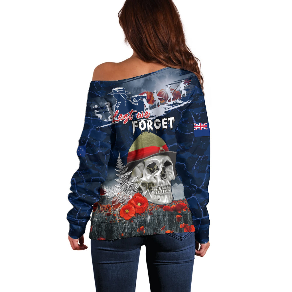 New Zealand ANZAC Day Off Shoulder Sweater Freedom Ain't Free LT05 - Polynesian Pride