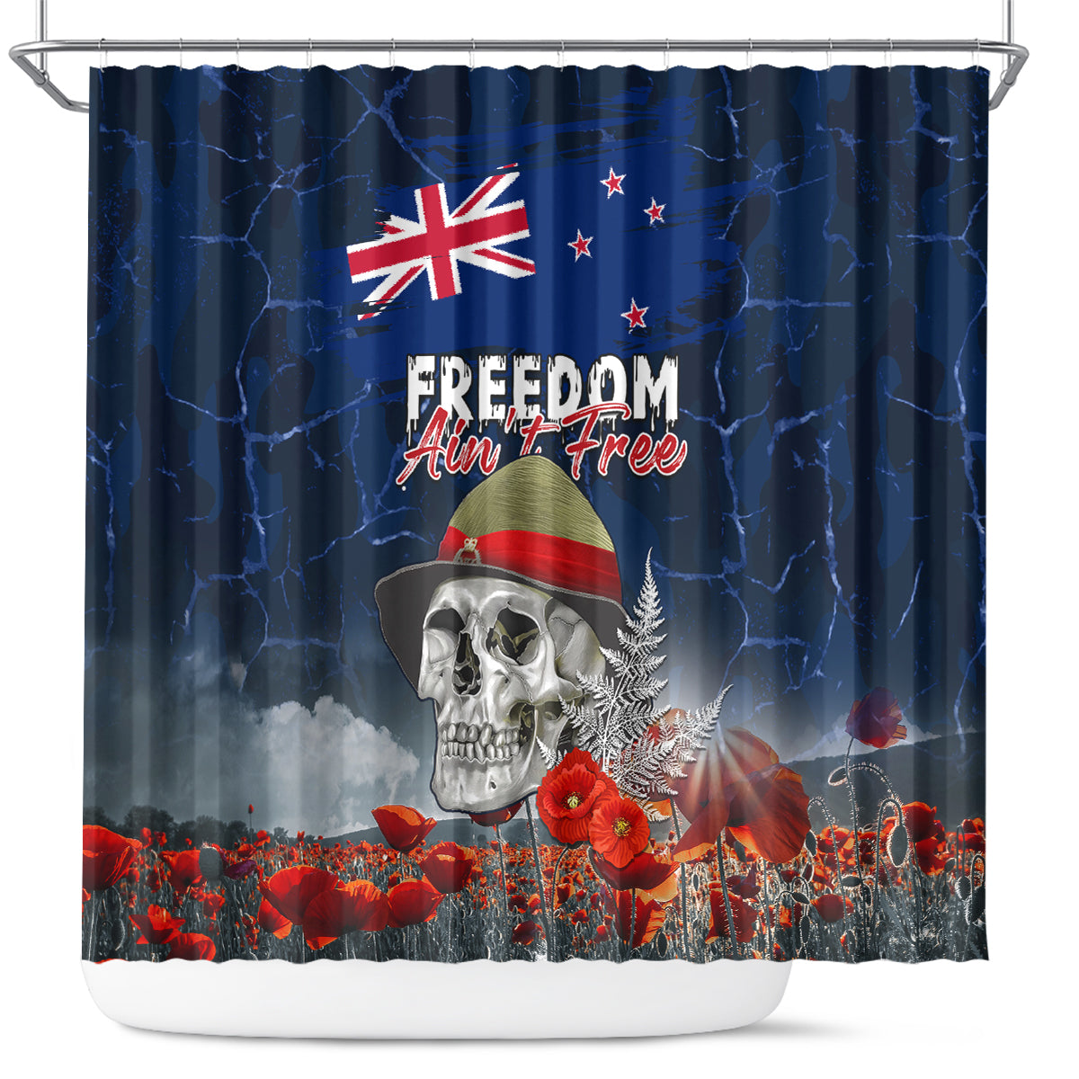 New Zealand ANZAC Day Shower Curtain Freedom Ain't Free