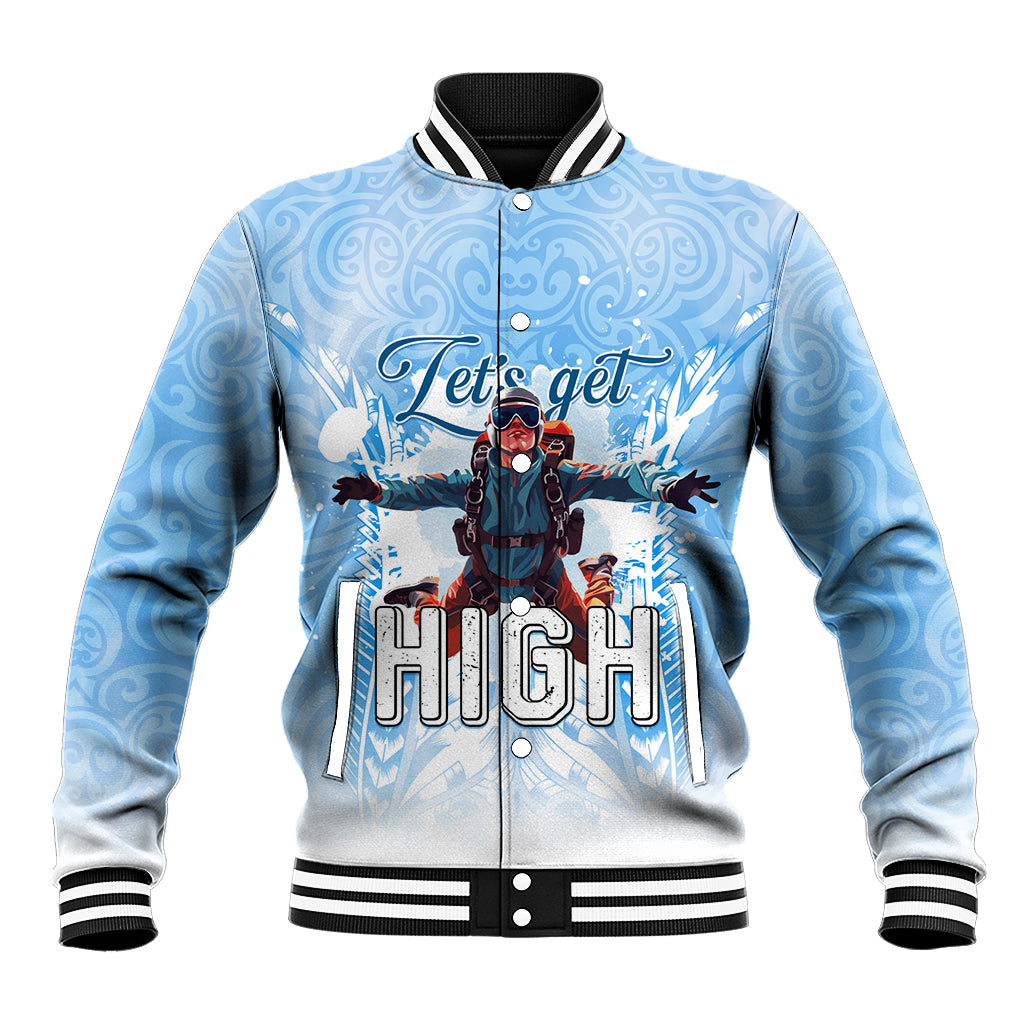 New Zealand Sky Diving Baseball Jacket Lets Get High LT05 Unisex Blue - Polynesian Pride