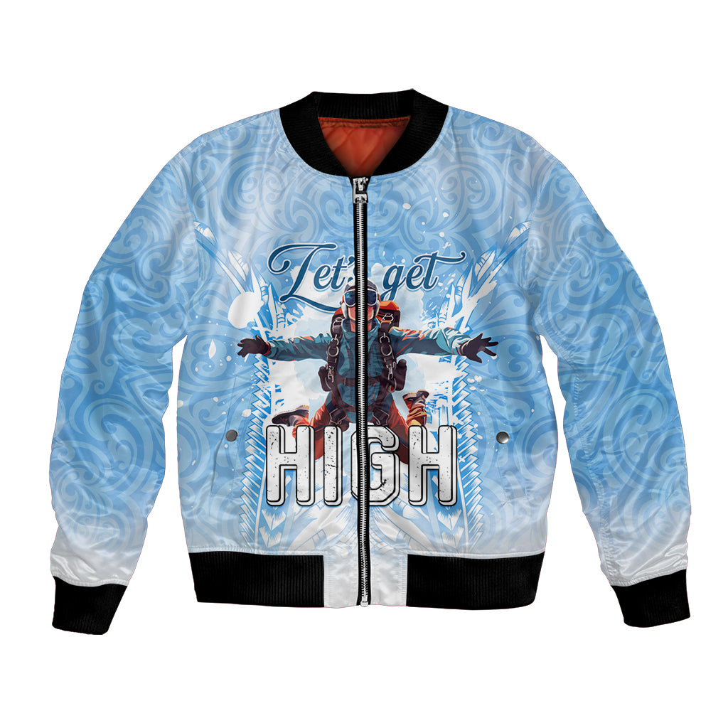 New Zealand Sky Diving Bomber Jacket Lets Get High LT05 Unisex Blue - Polynesian Pride