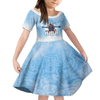 New Zealand Sky Diving Family Matching Summer Maxi Dress and Hawaiian Shirt Lets Get High LT05 Daughter's Dress Blue - Polynesian Pride