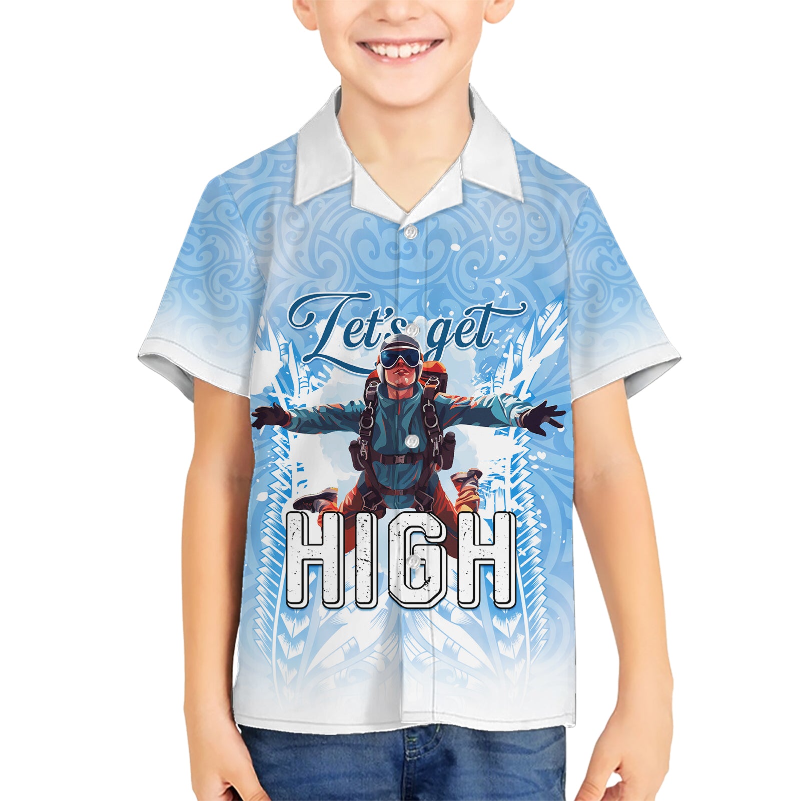 New Zealand Sky Diving Kid Hawaiian Shirt Lets Get High