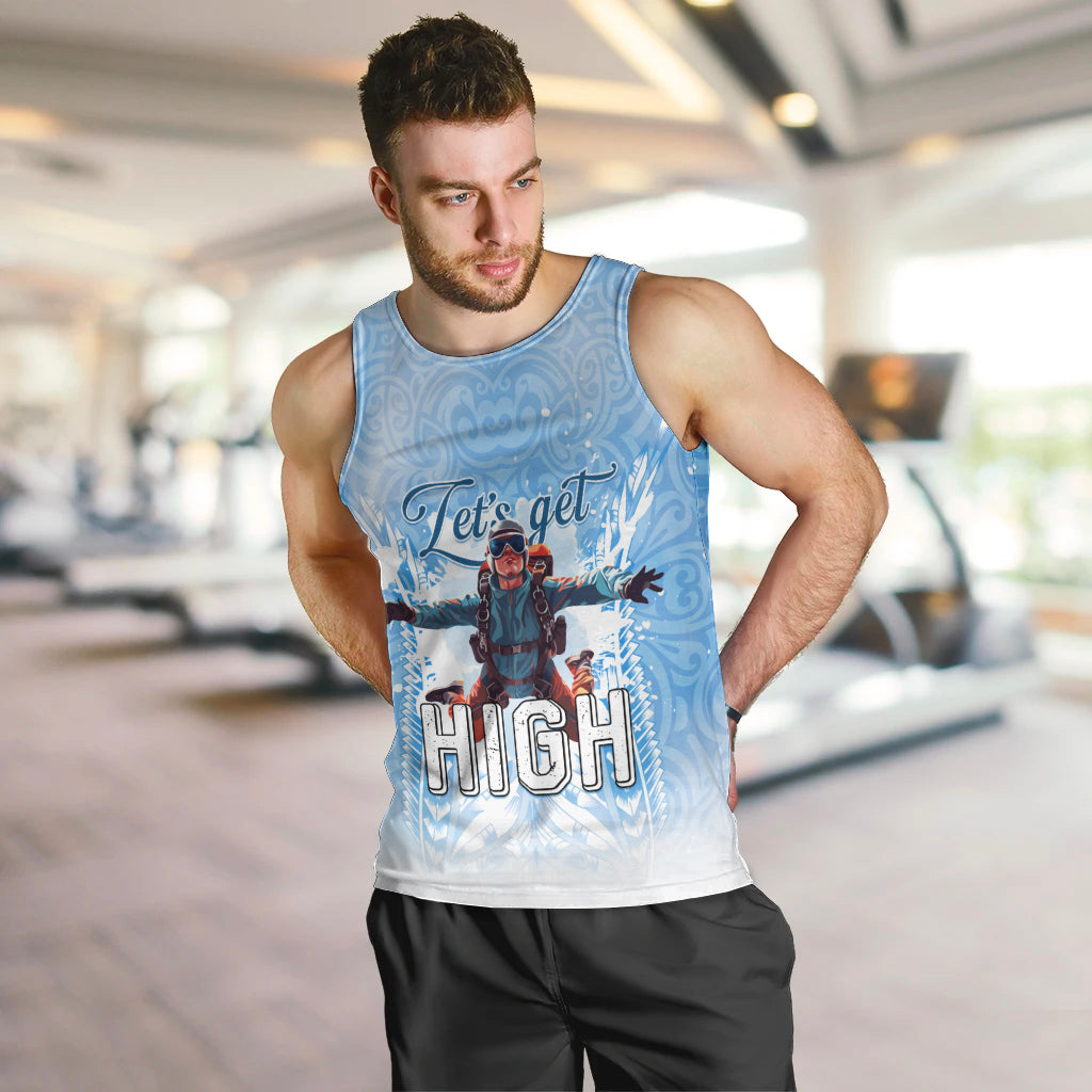New Zealand Sky Diving Men Tank Top Lets Get High LT05 Blue - Polynesian Pride