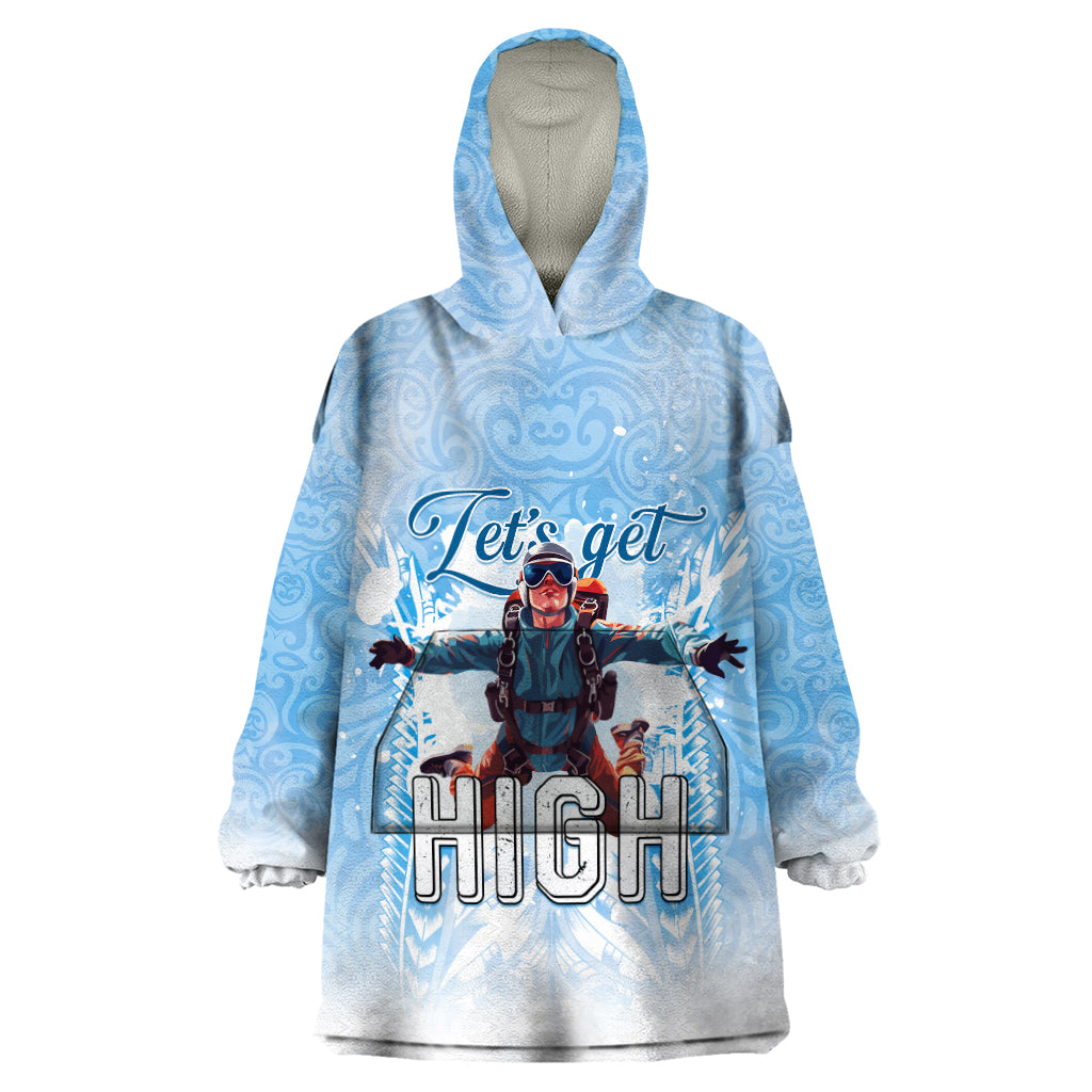 New Zealand Sky Diving Wearable Blanket Hoodie Lets Get High LT05 One Size Blue - Polynesian Pride