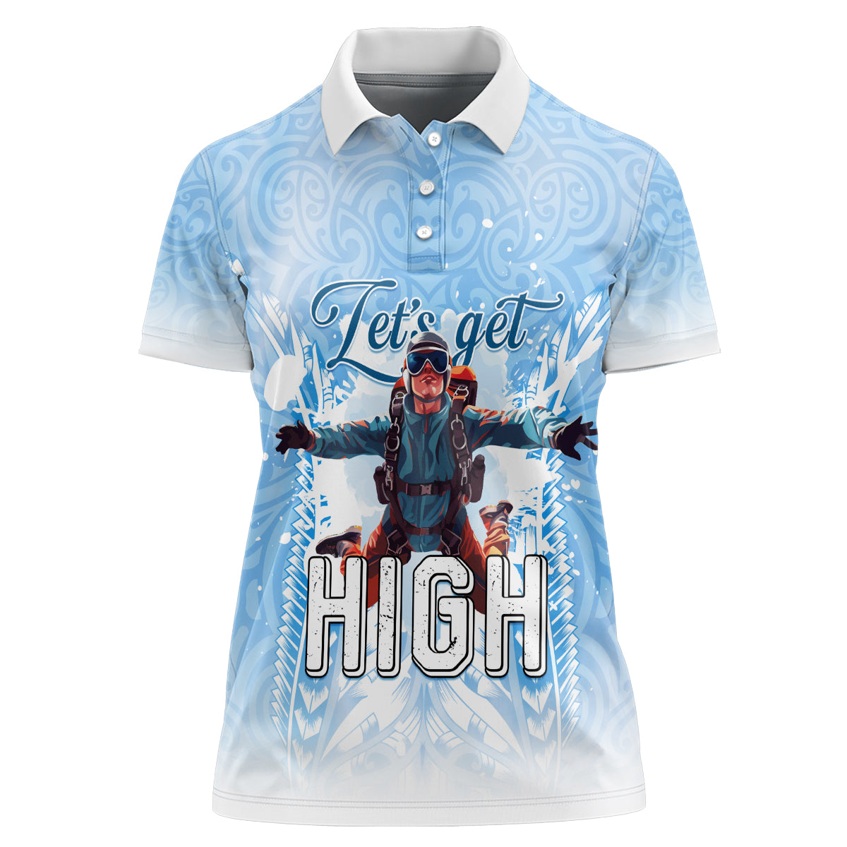 New Zealand Sky Diving Women Polo Shirt Lets Get High