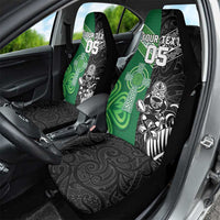 New Zealand And Ireland Rugby Custom Car Seat Cover Maori Tiki With Shamrock