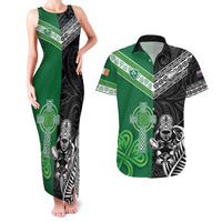 New Zealand And Ireland Rugby Custom Couples Matching Tank Maxi Dress and Hawaiian Shirt Maori Tiki With Shamrock