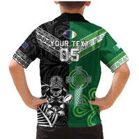 New Zealand And Ireland Rugby Custom Family Matching Mermaid Dress and Hawaiian Shirt Maori Tiki With Shamrock