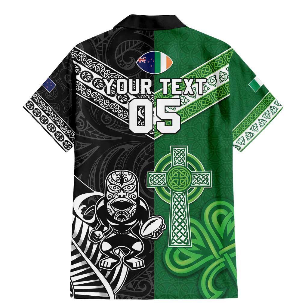 New Zealand And Ireland Rugby Custom Family Matching Mermaid Dress and Hawaiian Shirt Maori Tiki With Shamrock