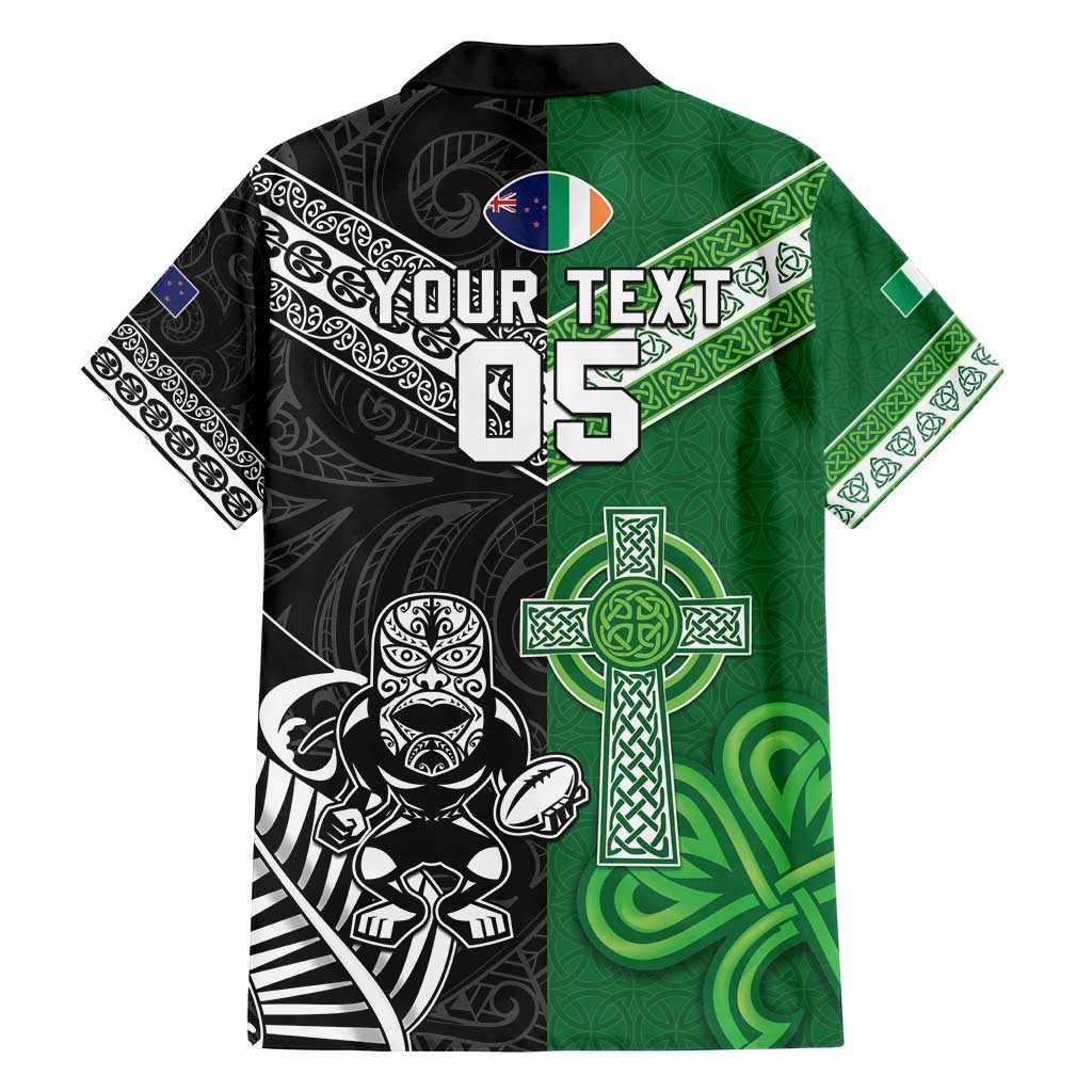 New Zealand And Ireland Rugby Custom Family Matching Tank Maxi Dress and Hawaiian Shirt Maori Tiki With Shamrock