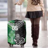 New Zealand And Ireland Rugby Custom Luggage Cover Maori Tiki With Shamrock