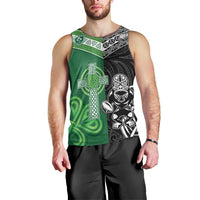 New Zealand And Ireland Rugby Custom Men Tank Top Maori Tiki With Shamrock