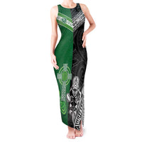 New Zealand And Ireland Rugby Custom Tank Maxi Dress Maori Tiki With Shamrock