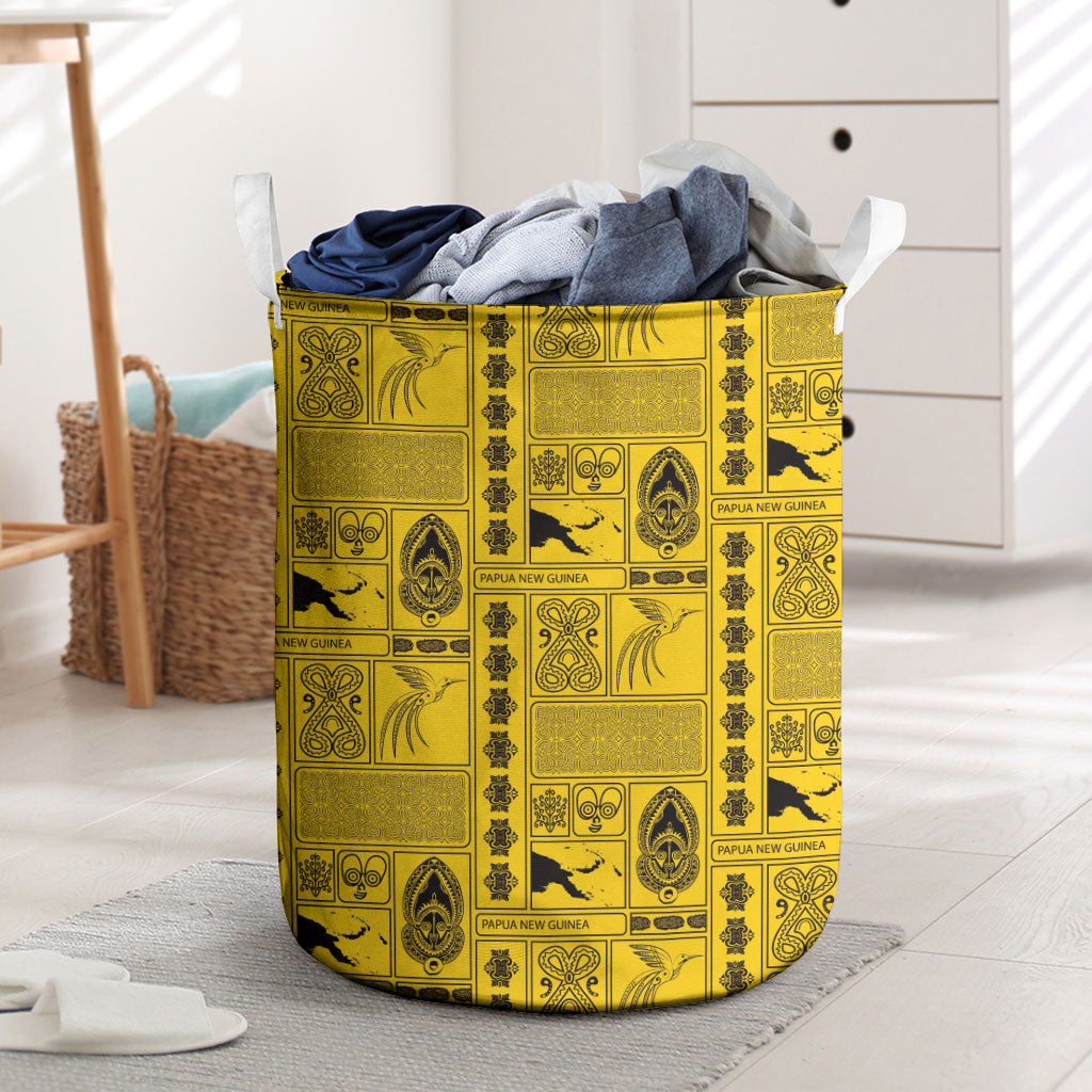 Papua New Guinea Heritage Motif Laundry Basket Yellow Version