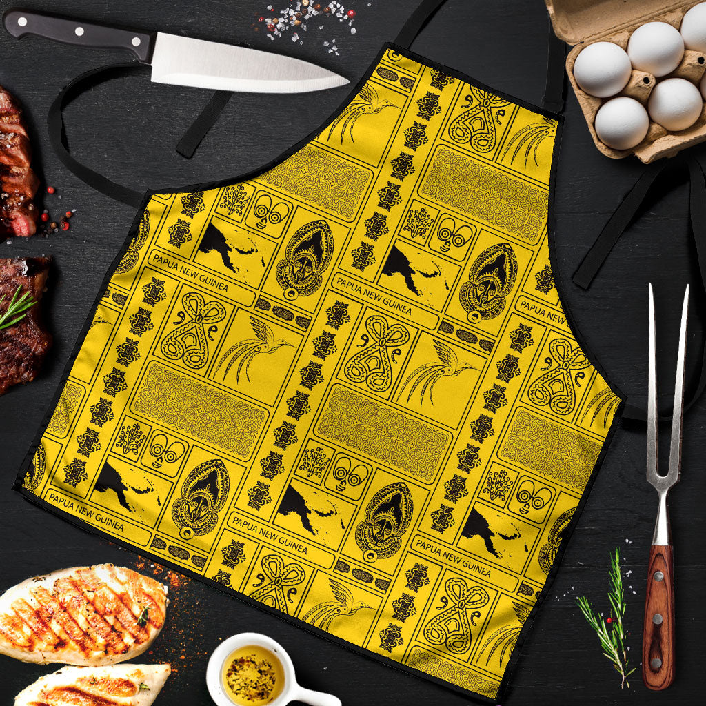 Papua New Guinea Heritage Motif Apron Yellow Version LT05 Yellow - Polynesian Pride