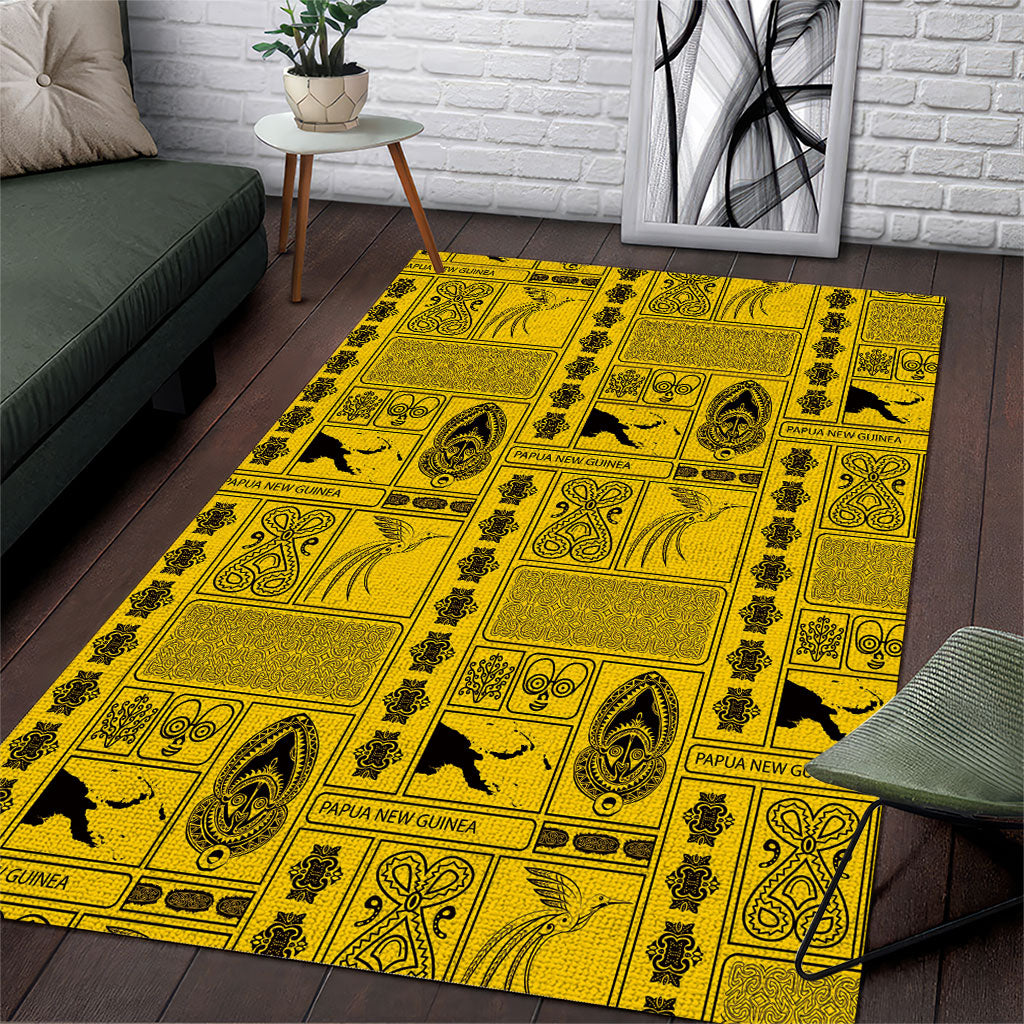 Papua New Guinea Heritage Motif Area Rug Yellow Version LT05 Yellow - Polynesian Pride