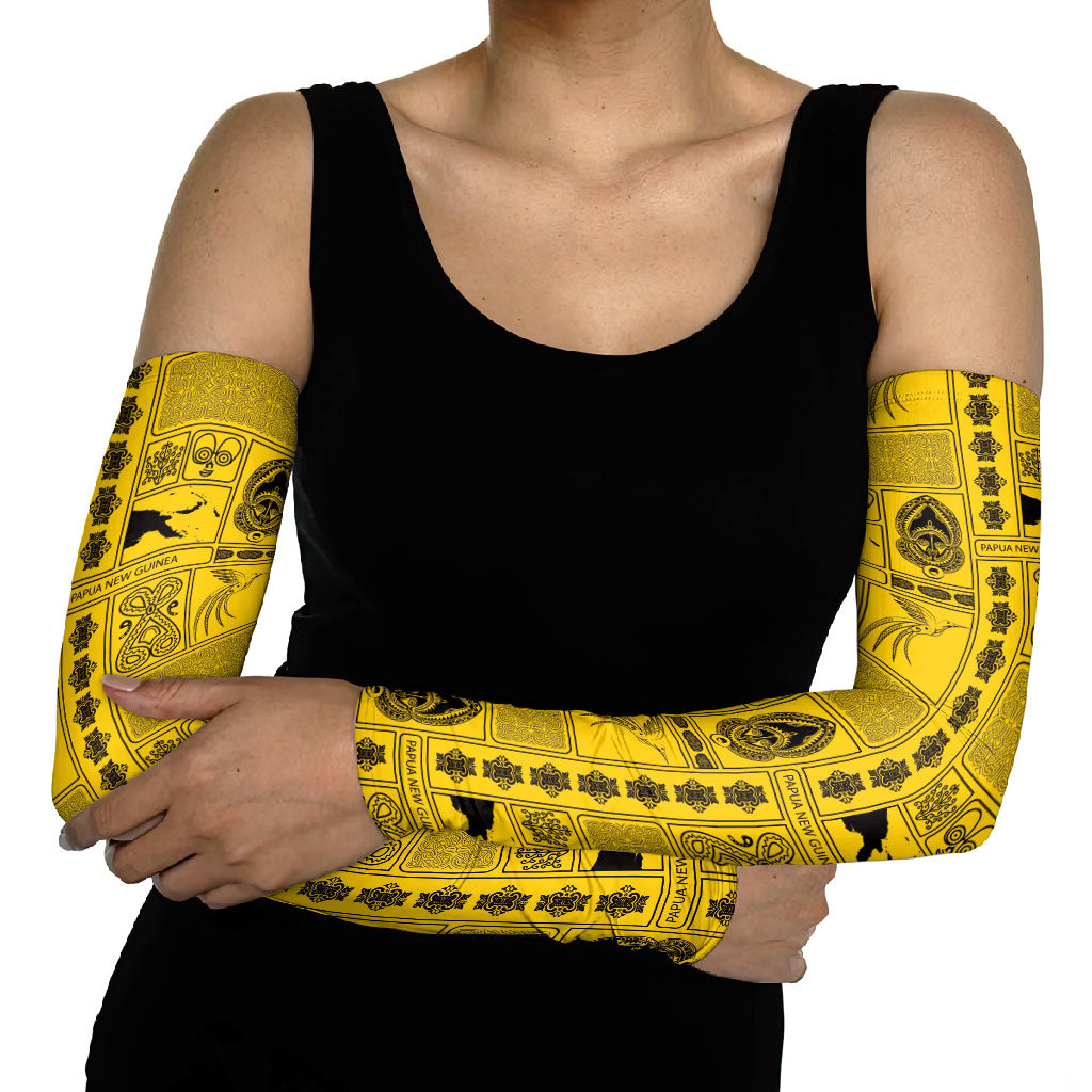 Papua New Guinea Heritage Motif Arm Sleeves Yellow Version LT05 - Polynesian Pride
