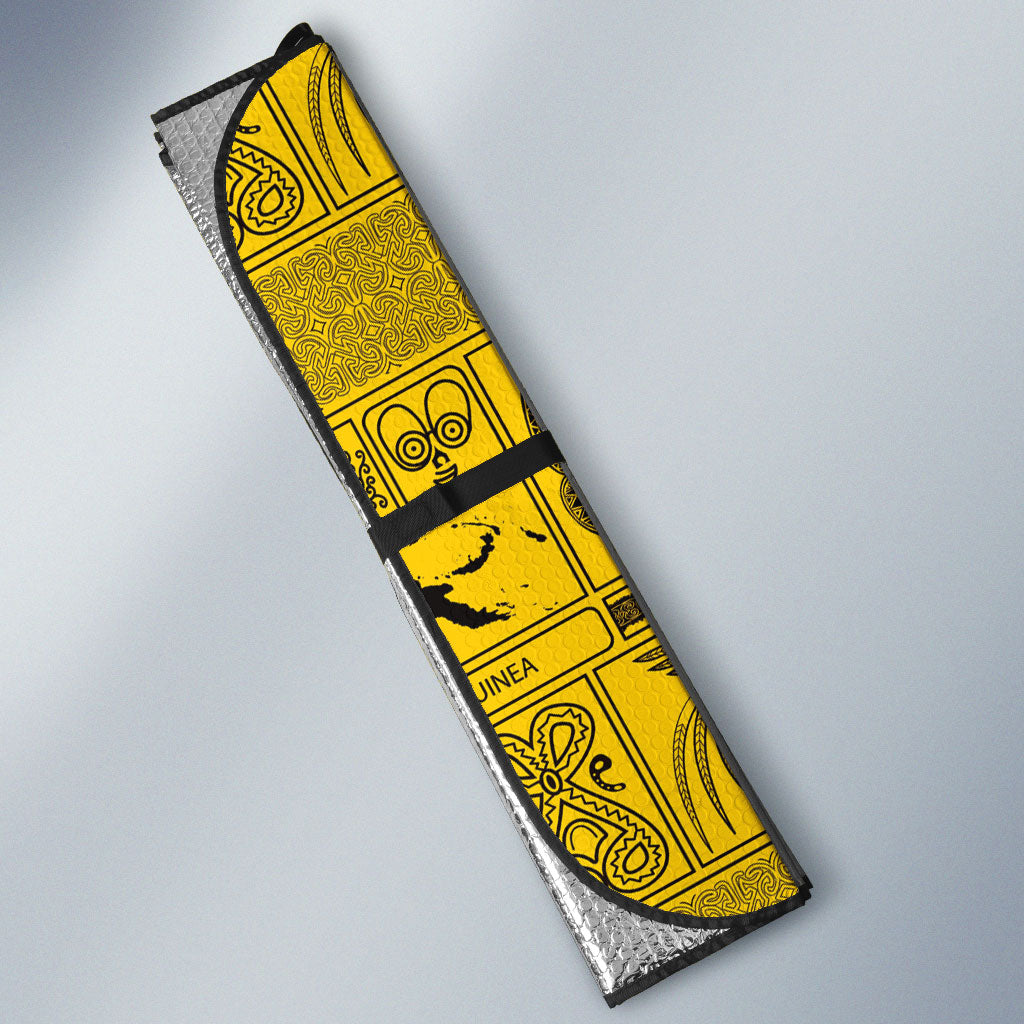 Papua New Guinea Heritage Motif Auto Sun Shade Yellow Version LT05 - Polynesian Pride