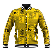 Papua New Guinea Heritage Motif Baseball Jacket Yellow Version LT05 Unisex Yellow - Polynesian Pride