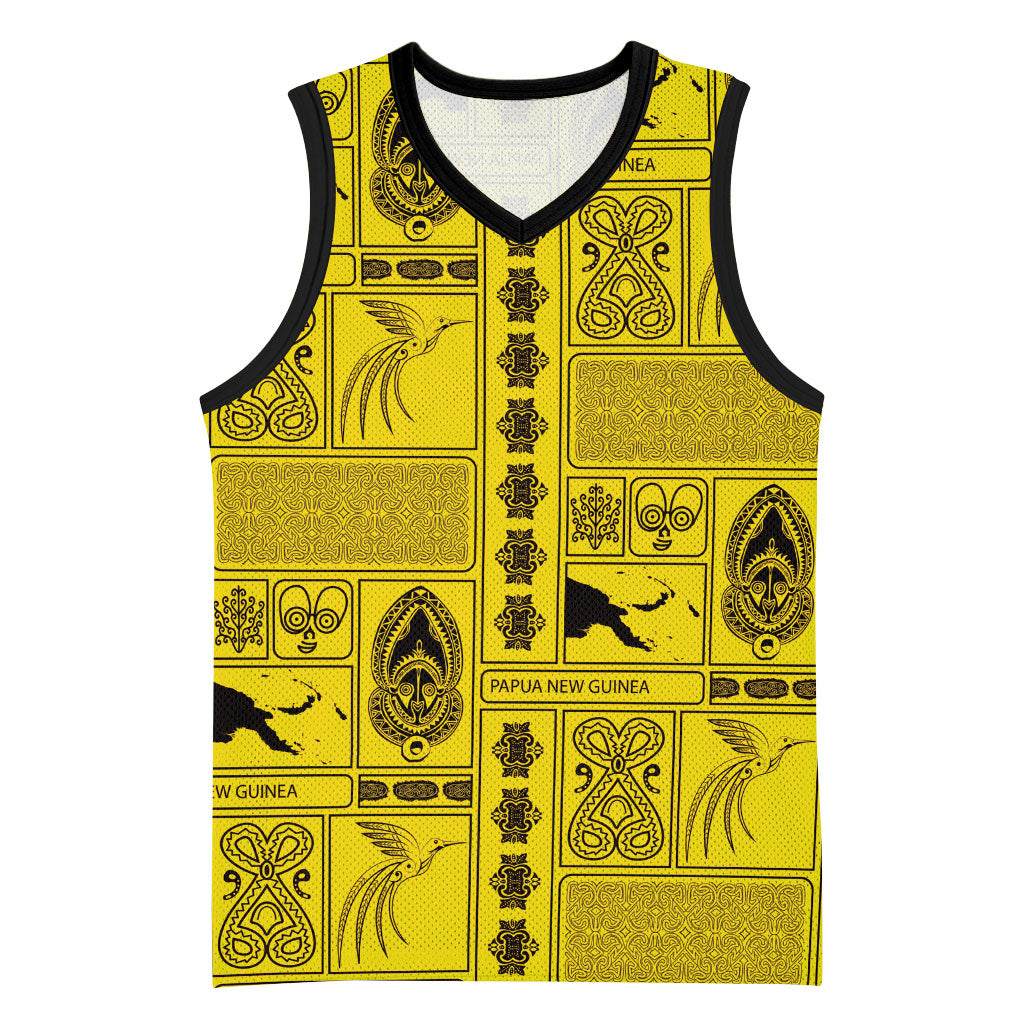Papua New Guinea Heritage Motif Basketball Jersey Yellow Version LT05 Unisex Yellow - Polynesian Pride
