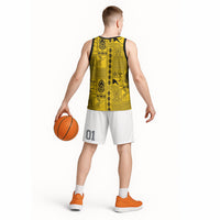 Papua New Guinea Heritage Motif Basketball Jersey Yellow Version LT05 - Polynesian Pride