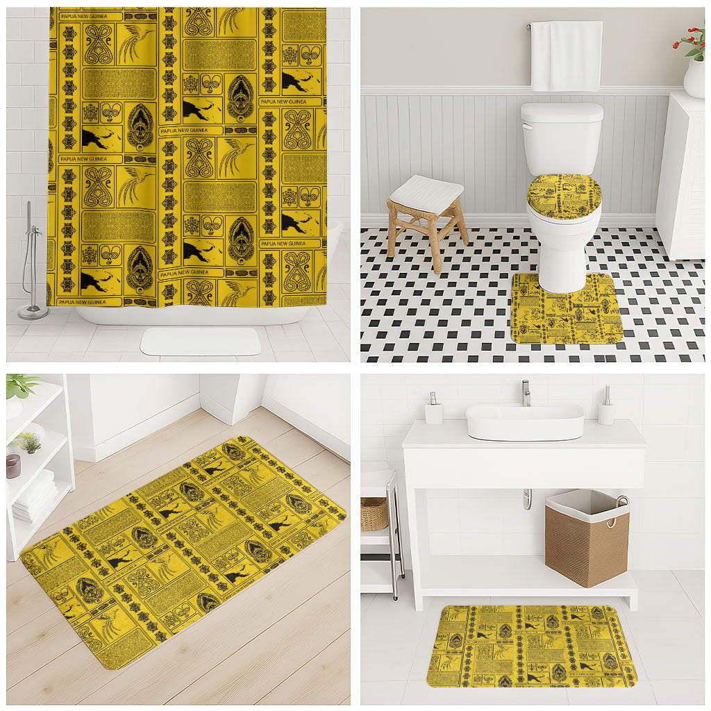 Papua New Guinea Heritage Motif Bathroom Set Yellow Version LT05 - Polynesian Pride
