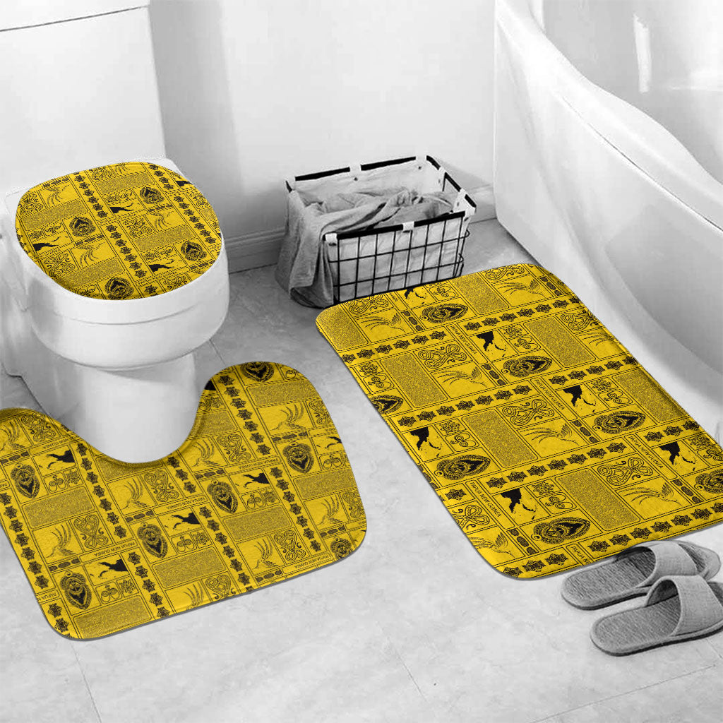 Papua New Guinea Heritage Motif Bathroom Set Yellow Version LT05 Mat Set Only (3 pcs) One Size Yellow - Polynesian Pride