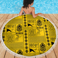 Papua New Guinea Heritage Motif Beach Blanket Yellow Version LT05 - Polynesian Pride