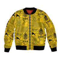 Papua New Guinea Heritage Motif Bomber Jacket Yellow Version LT05 Unisex Yellow - Polynesian Pride