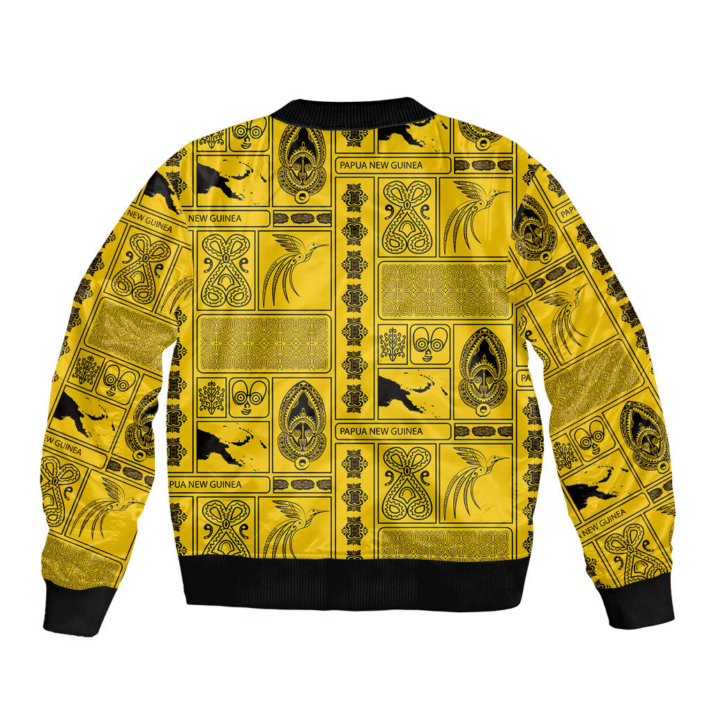 Papua New Guinea Heritage Motif Bomber Jacket Yellow Version LT05 - Polynesian Pride