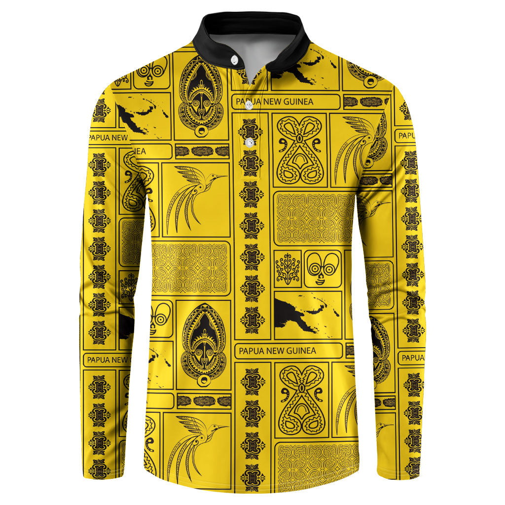 Papua New Guinea Heritage Motif Button Sweatshirt Yellow Version