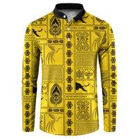 Papua New Guinea Heritage Motif Button Sweatshirt Yellow Version LT05 Yellow - Polynesian Pride