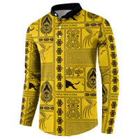 Papua New Guinea Heritage Motif Button Sweatshirt Yellow Version LT05 - Polynesian Pride