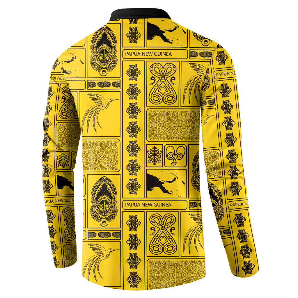 Papua New Guinea Heritage Motif Button Sweatshirt Yellow Version LT05 - Polynesian Pride