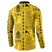 Papua New Guinea Heritage Motif Button Sweatshirt Yellow Version LT05 - Polynesian Pride