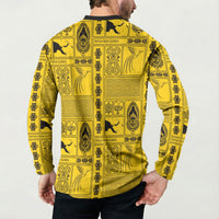 Papua New Guinea Heritage Motif Button Sweatshirt Yellow Version LT05 - Polynesian Pride
