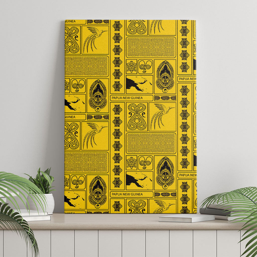 Papua New Guinea Heritage Motif Canvas Wall Art Yellow Version LT05 - Polynesian Pride