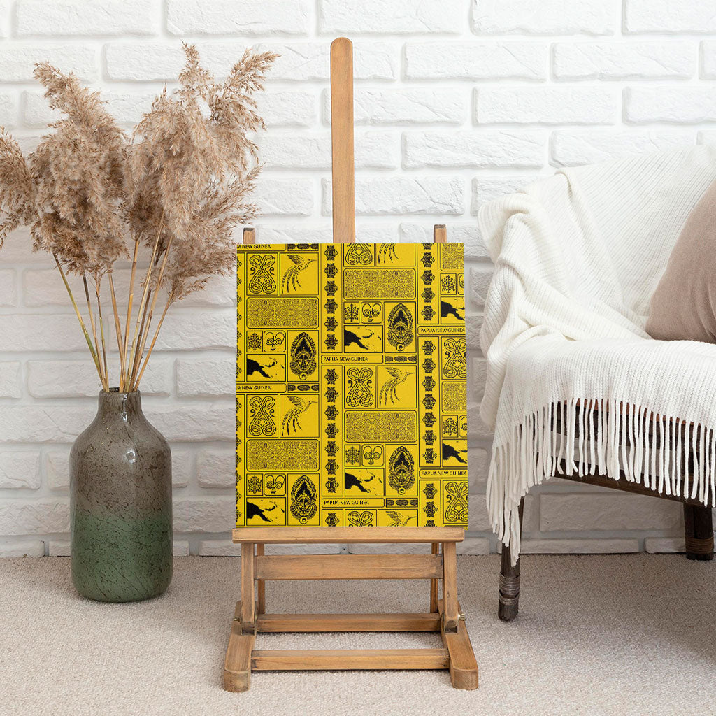 Papua New Guinea Heritage Motif Canvas Wall Art Yellow Version LT05 - Polynesian Pride