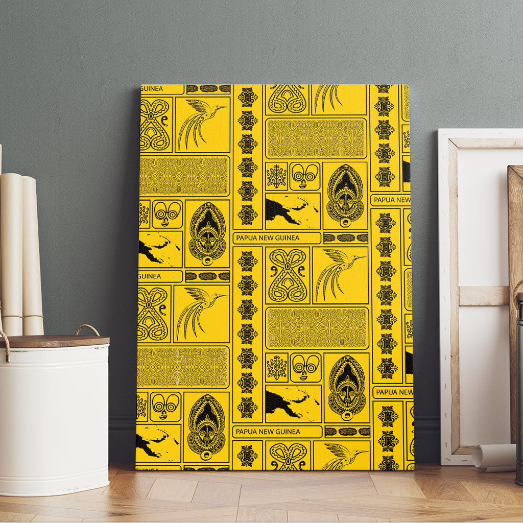 Papua New Guinea Heritage Motif Canvas Wall Art Yellow Version LT05 - Polynesian Pride
