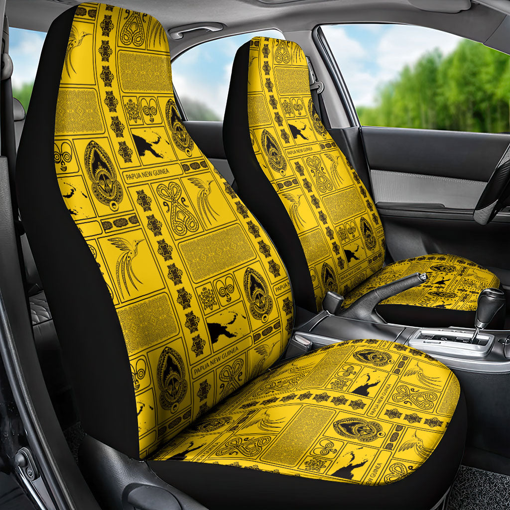Papua New Guinea Heritage Motif Car Seat Cover Yellow Version LT05 - Polynesian Pride