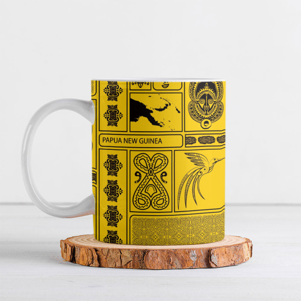 Papua New Guinea Heritage Motif Ceramic Mug Yellow Version LT05 Yellow - Polynesian Pride