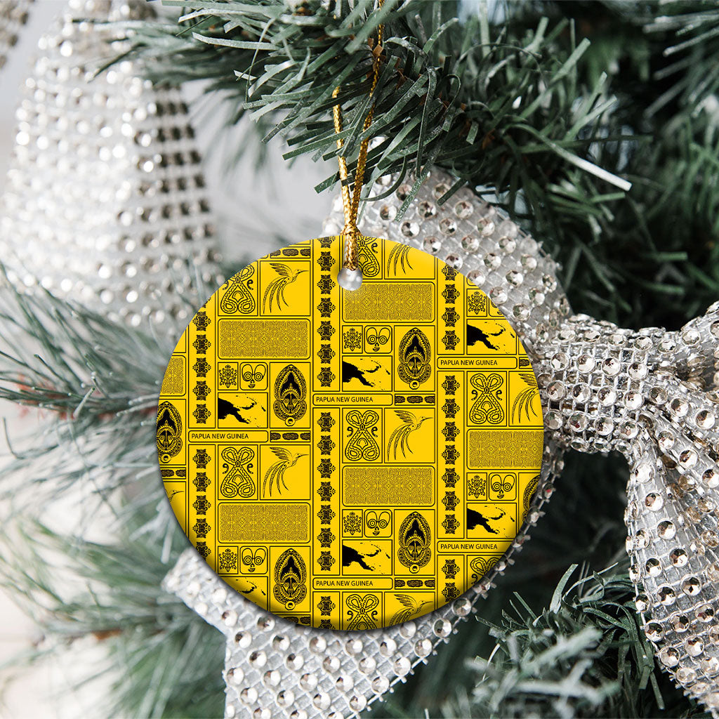 Papua New Guinea Heritage Motif Ceramic Ornament Yellow Version LT05 - Polynesian Pride