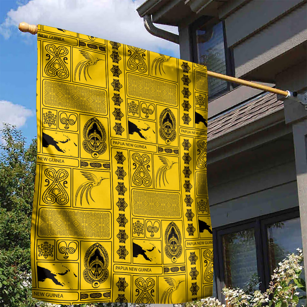 Papua New Guinea Heritage Motif Garden Flag Yellow Version LT05 - Polynesian Pride
