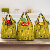 Papua New Guinea Heritage Motif Grocery Bag Yellow Version LT05 3-pack One Size Yellow - Polynesian Pride